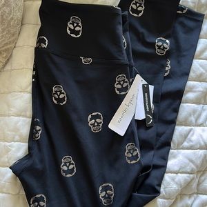 Metallic Scull Black Leggings- high rise compression  Nanette Lepore